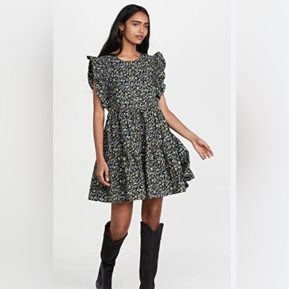 English Factory Floral Ruffled Mini Babydoll Dress
